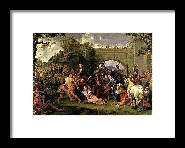 Jesus Christ Framed Print featuring the painting Christ Carrying The Cross by Troy Caperton
