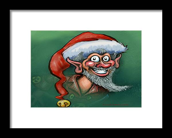 Elf Framed Print featuring the digital art Christmas Elf #1 by Kevin Middleton