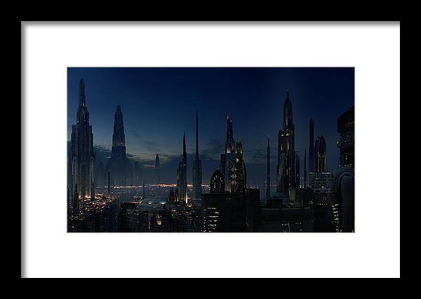 City Framed Print featuring the digital art City #1 by Maye Loeser