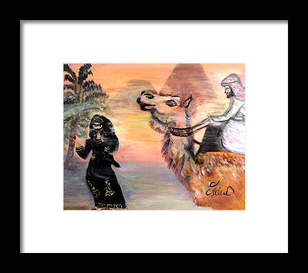 Camels Framed Print featuring the painting Cleo #1 by Helena Bebirian