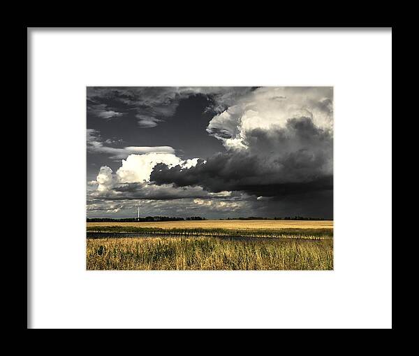 Ranch Golden Elevator Grain Bins Framed Print featuring the photograph Cloud #1 by David Matthews
