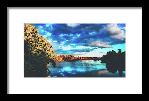 Stillwater River Framed Print featuring the photograph Cloudy Skies Over The Stillwater River #1 by Mountain Dreams