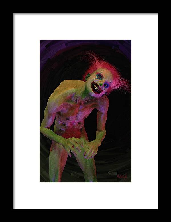 Clown Framed Print featuring the digital art Clown #1 by Matthew Lindley