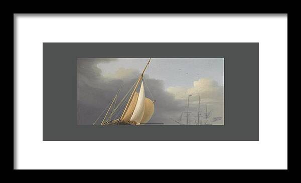 Dominic Serres (british 1722-1793) Coastal Shipping In Rough Seas Framed Print featuring the painting Coastal shipping in rough seas by MotionAge Designs