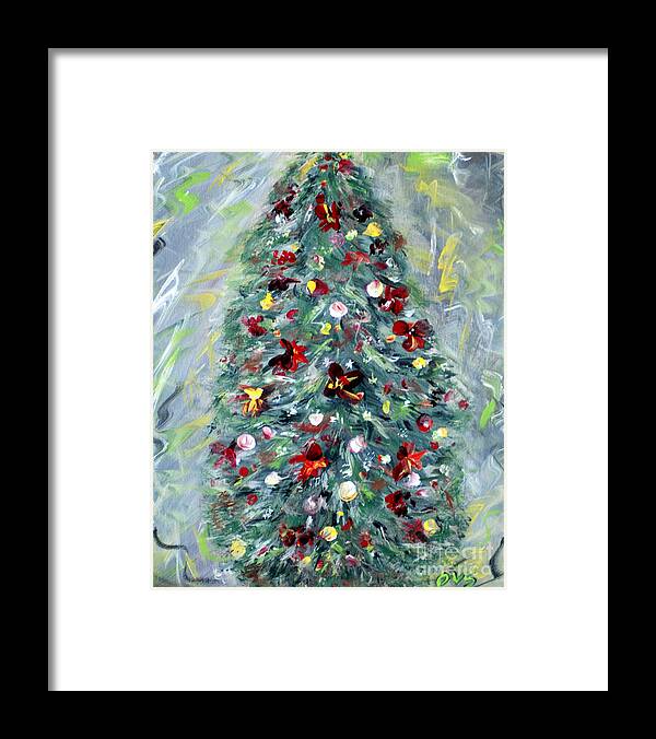 Best Offer On Original Art Framed Print featuring the painting Christmas Tree. Green by Oksana Semenchenko