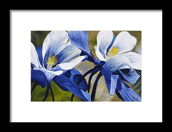 Flower Framed Print featuring the painting Colorado Columbines by Aaron Spong
