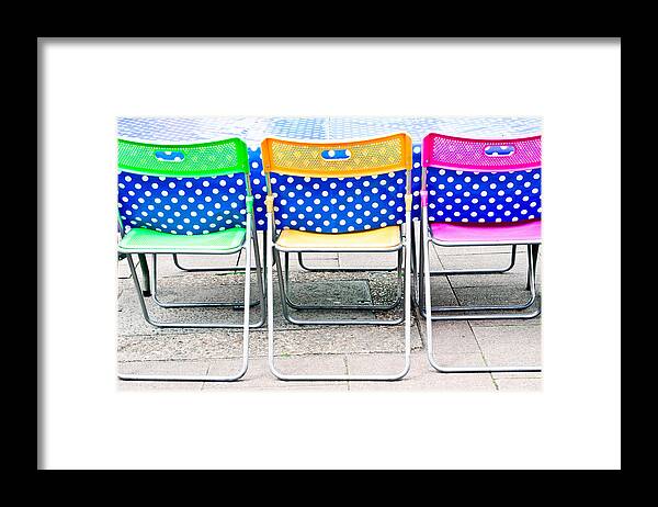 Al Fresco Framed Print featuring the photograph Colorful chairs #1 by Tom Gowanlock