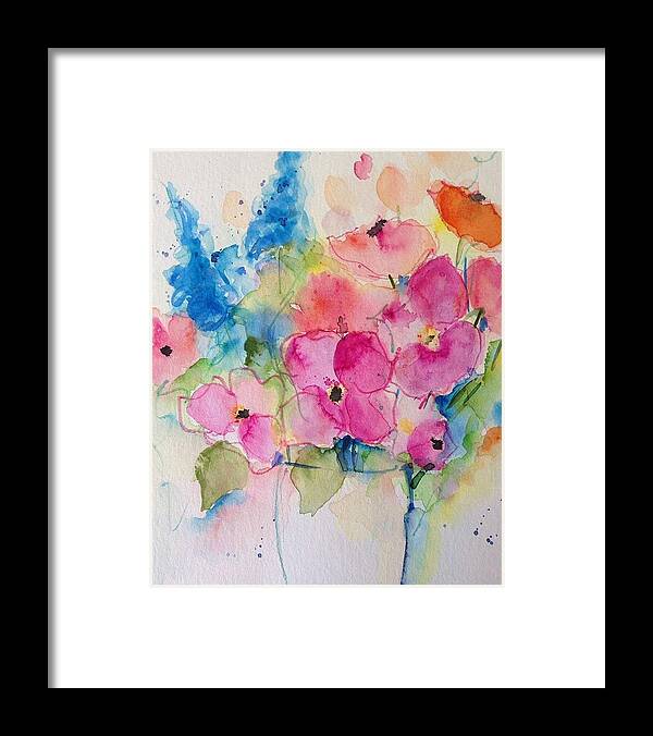 Colorful Flowers In The Vase Framed Print by Britta Zehm