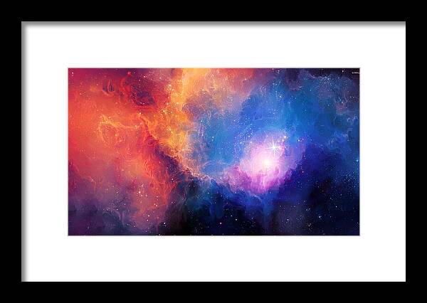 Galaxy Framed Print featuring the painting Colorful-nebula-21963-1920x1080 1 #1 by Celestial Images
