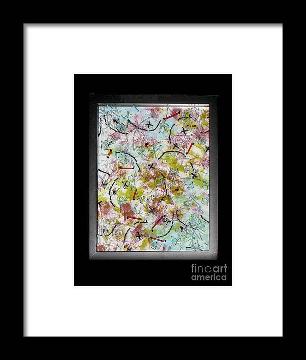 Red Framed Print featuring the glass art Confetti by Alone Larsen