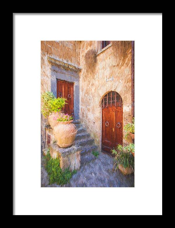 Bagnoregio Framed Print featuring the photograph Courtyard of Tuscany #2 by David Letts