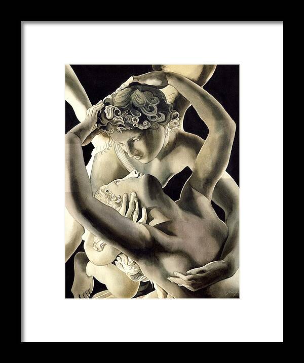Cupid Framed Print featuring the painting Cupid And Psyche #1 by Alfred Ng