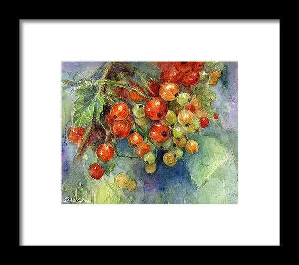 Currants Framed Print featuring the painting Currants berries painting #1 by Svetlana Novikova