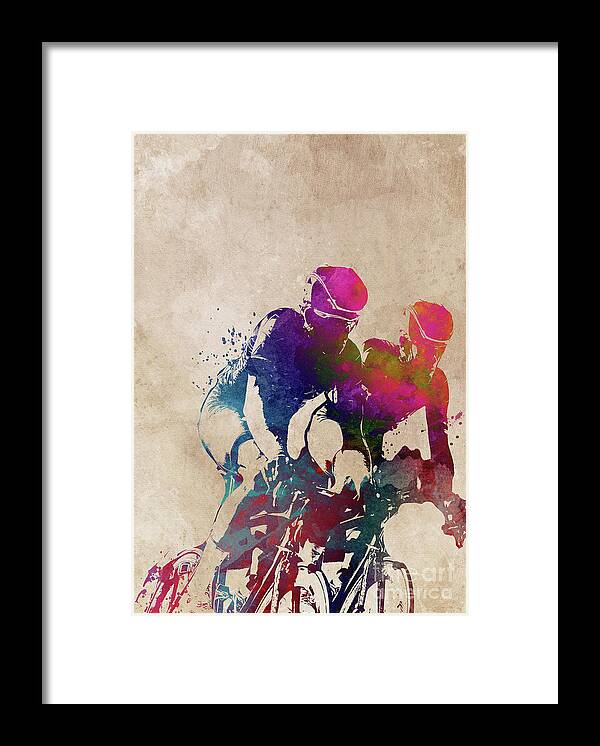 Cycling Framed Print featuring the digital art Cycling sport art #1 by Justyna Jaszke JBJart