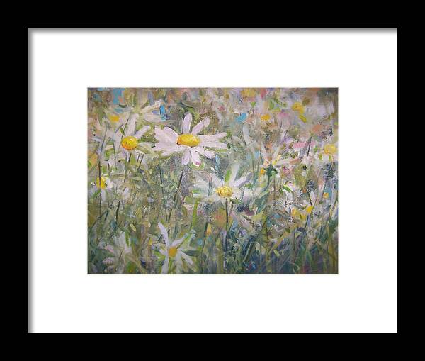 Field Of Daisies.impressionist Painting Framed Print featuring the painting Daisies #1 by Bart DeCeglie
