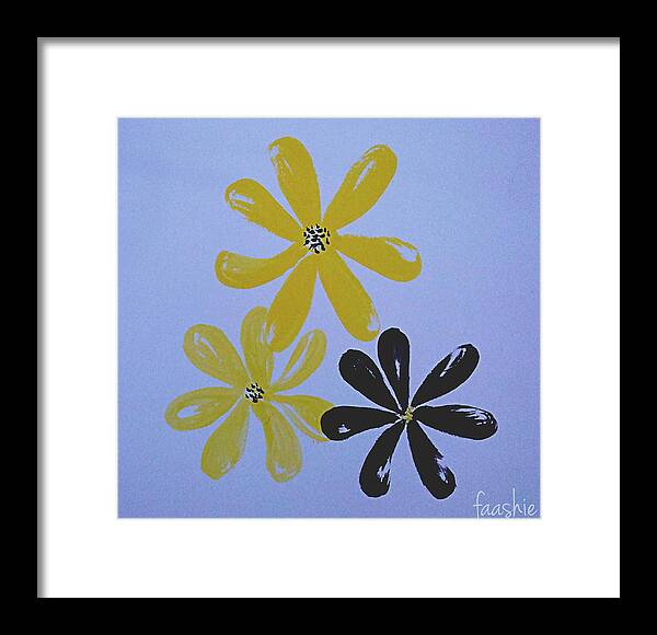 Yellow Framed Print featuring the painting Daisies #1 by Faashie Sha