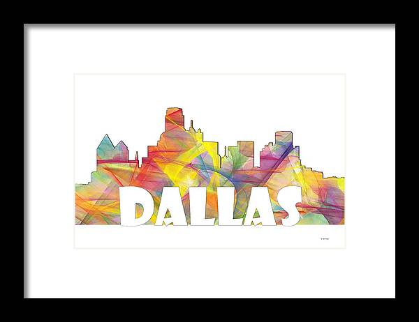 Dallas Framed Print featuring the digital art Dallas Texas Skyline #1 by Marlene Watson