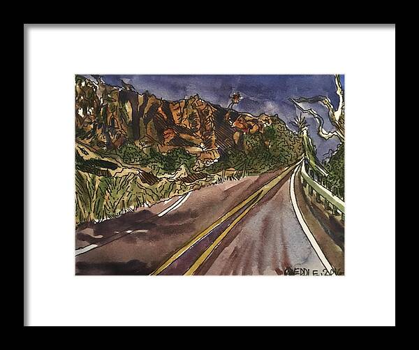 Landscape Framed Print featuring the painting Davis Mountains at Twilight by Angela Weddle