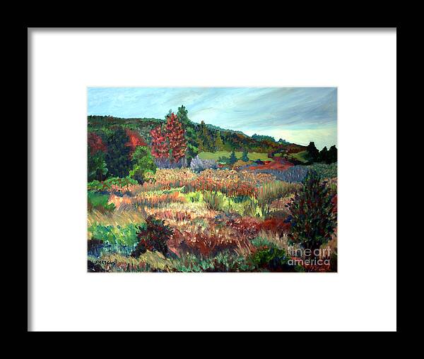 Meadow Framed Print featuring the painting Debbi's Meadow, Brattleboro, Vermont #1 by Pamela Parsons