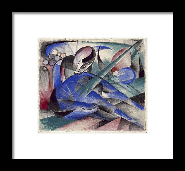 Franz Marc Framed Print featuring the drawing Dreaming Horse #3 by Franz Marc