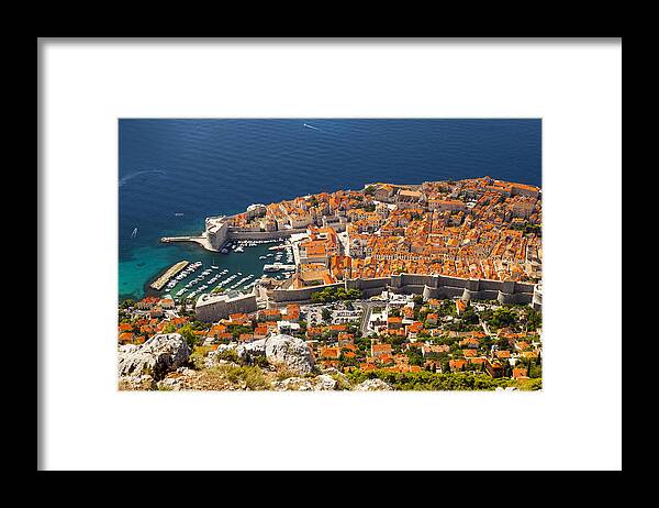 Adriatic Framed Print featuring the photograph Dubrovnik old town from above #1 by Sandra Rugina