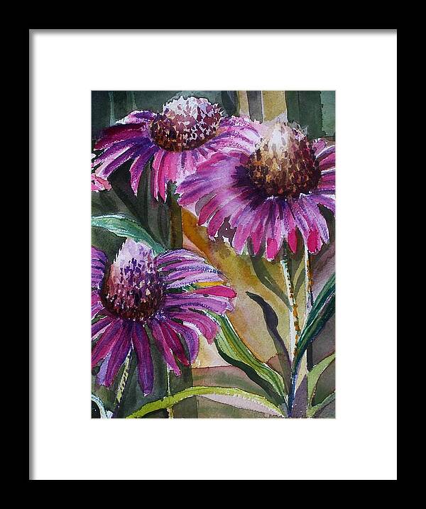 Echinacea Framed Print featuring the painting Echinacea #2 by Mindy Newman