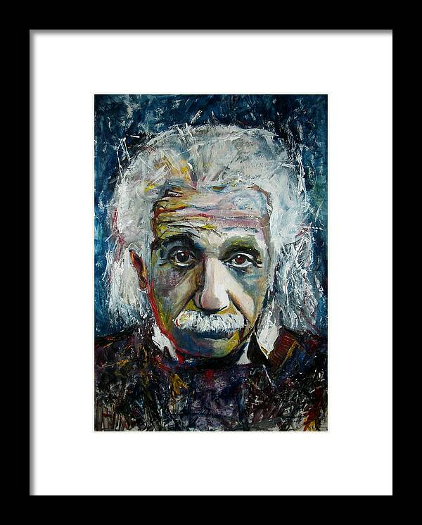Albert Framed Print featuring the painting Einstein #2 by Marcelo Neira