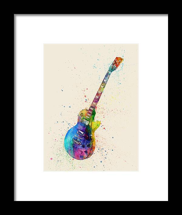 Electric Guitar Framed Print featuring the digital art Electric Guitar Abstract Watercolor #1 by Michael Tompsett