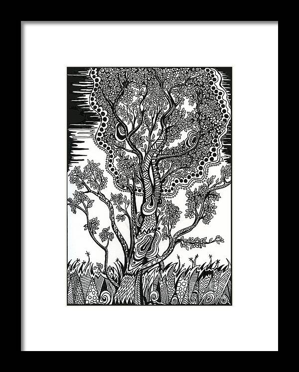Trees Framed Print featuring the drawing Windblown by Danielle Scott