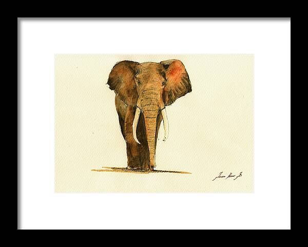 Elephant Framed Print featuring the painting Elephant Watercolor #1 by Juan Bosco