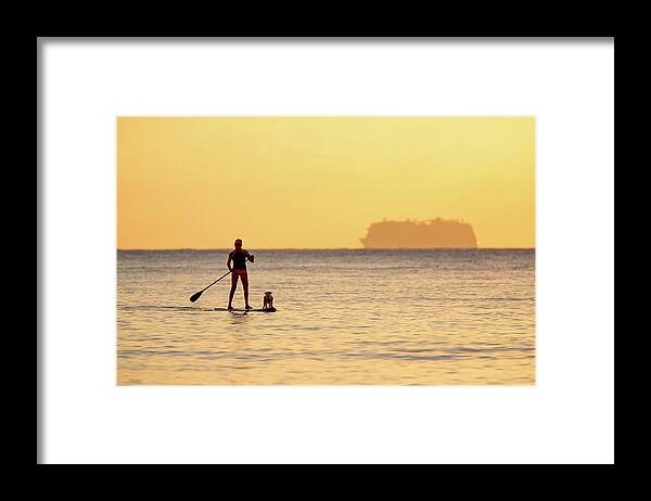 Board Framed Print featuring the photograph Evening Paddle #1 by David Buhler