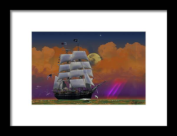 Galveston Framed Print featuring the digital art Evening Return for the Elissa by J Griff Griffin