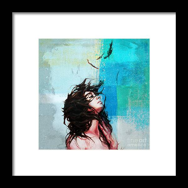 Figurative Framed Print featuring the painting Feathers from hair #1 by Gull G