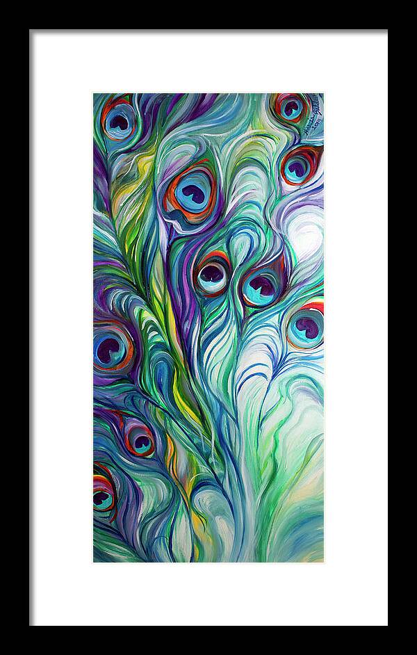 Peacock Framed Print featuring the painting Feathers Peacock Abstract #1 by Marcia Baldwin