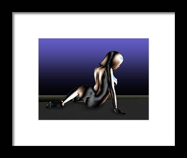 Original Digital Print Contemporary Female Nude Framed Print featuring the painting Female Nude at the Edge if the Infinite #1 by G Linsenmayer