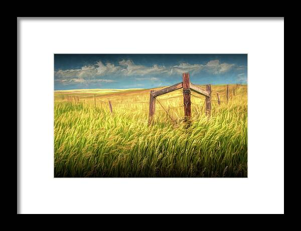 Grass Framed Print featuring the photograph Fence Corner on the South Dakota Prairie #1 by Randall Nyhof