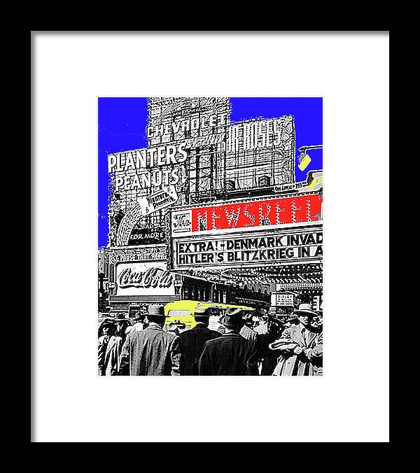 Film Homage Embassy Newsreel Theater 1940 Times Square New York City 2008 Framed Print featuring the photograph Film Homage Embassy Newsreel Theater 1940 Times Square New York City 2008 #1 by David Lee Guss