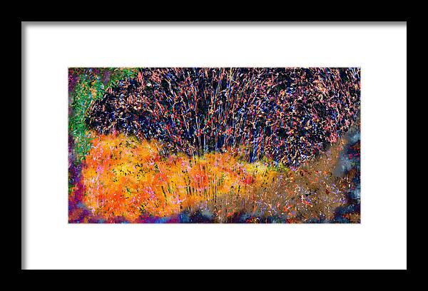 Fireworks Framed Print featuring the painting Fireworks by CMG Design Studios