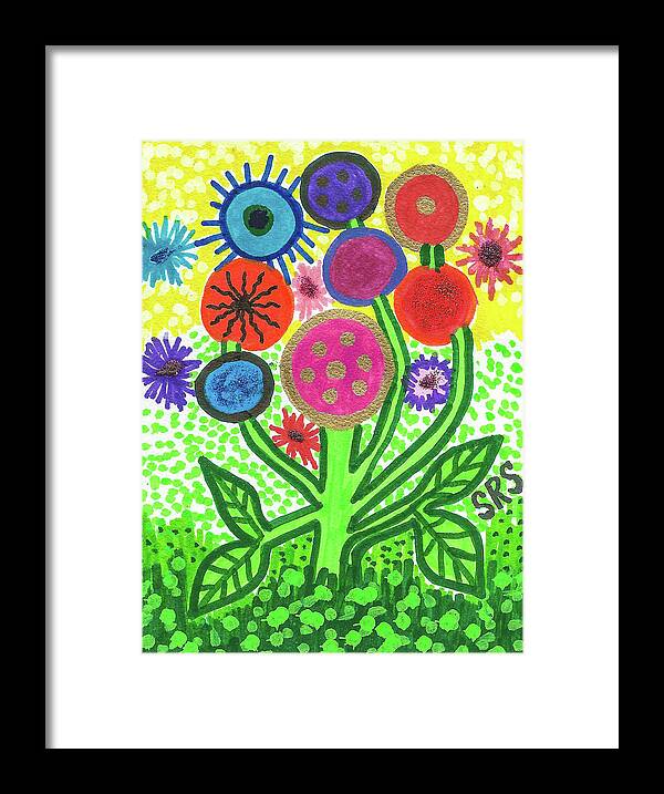 Original Art Framed Print featuring the drawing Flowers In The Round 9.7 by Susan Schanerman