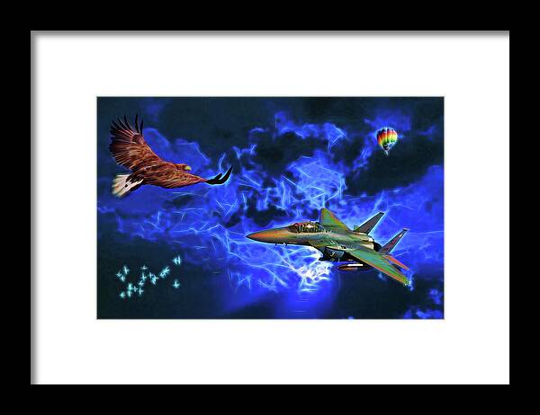 Plane Framed Print featuring the digital art Flying #1 by John Haldane