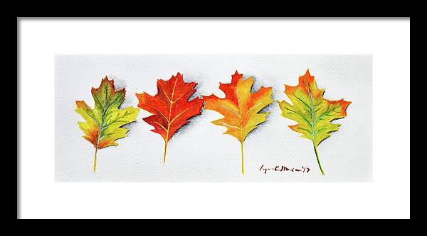 Fall Framed Print featuring the painting Four Autumn Leaves #1 by Lynn Hansen
