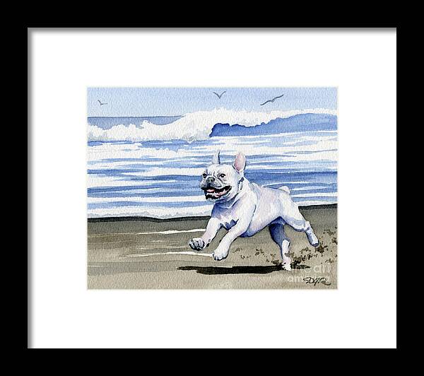 French Framed Print featuring the painting French Bulldog at the Beach #2 by David Rogers