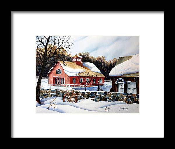 Barn Framed Print featuring the painting From the Green in Winter by Joseph Burger