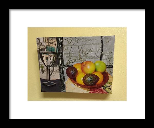 Fruit Framed Print featuring the photograph Fruit Bowl and Wine on a Wintry Day by Kenlynn Schroeder