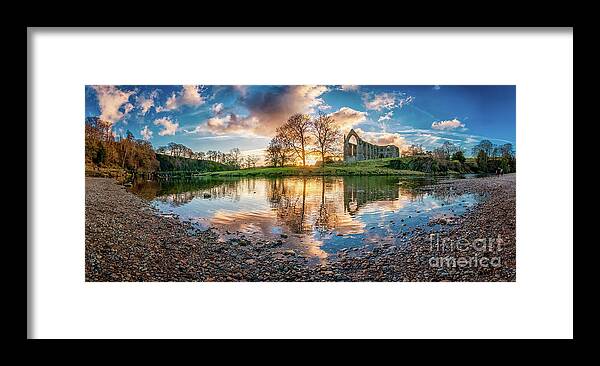 Bolton Abbey Framed Print featuring the photograph Golden hour by the River Wharfe by Mariusz Talarek