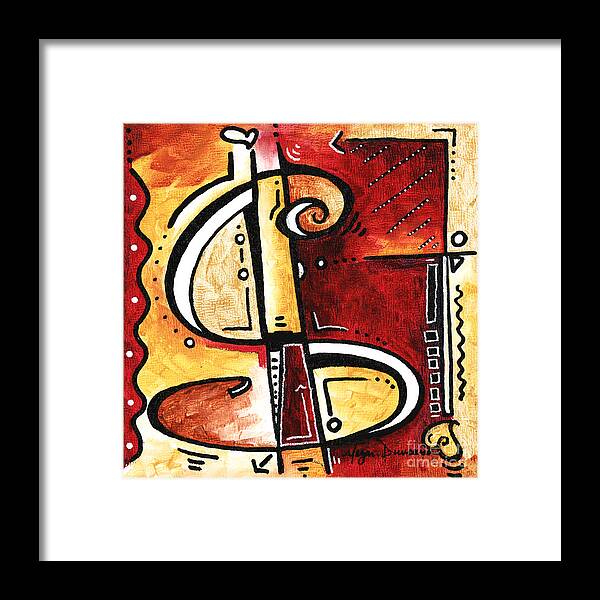 Pop Art Framed Print featuring the painting Golden is a fun funky Mini PoP Art Style Original Money Painting by Megan Duncanson by Megan Aroon