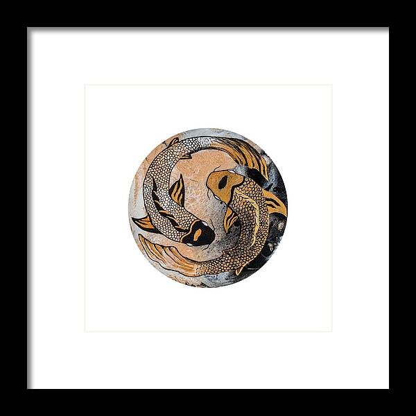Yin And Yang Framed Print featuring the painting Golden Yin And Yang by Darice Machel McGuire