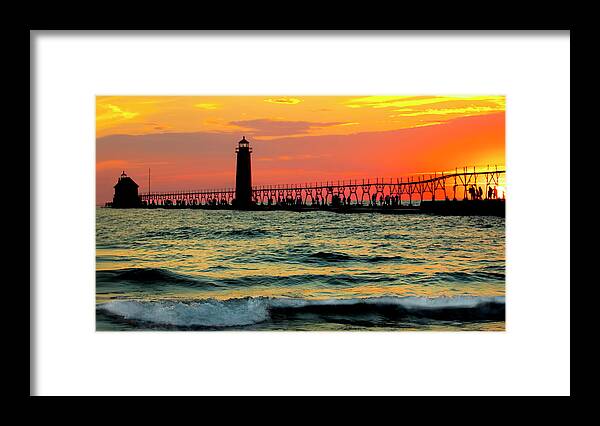 Grand Heaven Framed Print featuring the photograph Grand Heaven MI Pier by Pat Cook