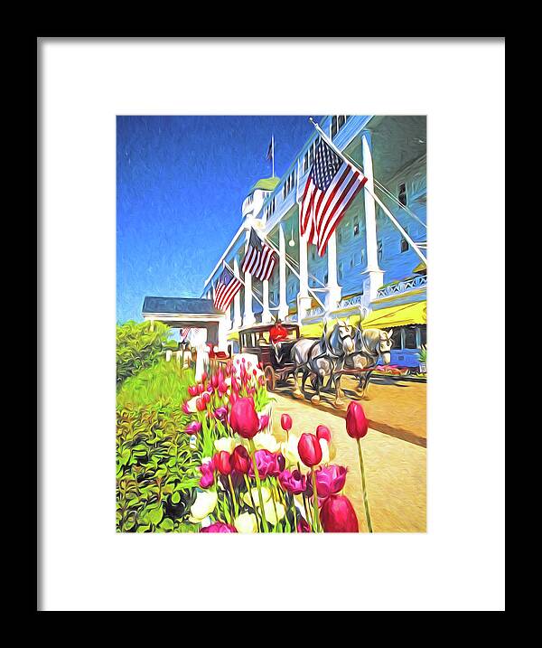 Michigan Framed Print featuring the digital art Grand Hotel Carriage #1 by Dennis Cox