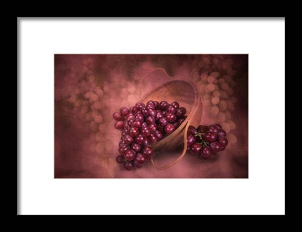 Basket Framed Print featuring the photograph Grapes in Wicker Basket #1 by Tom Mc Nemar
